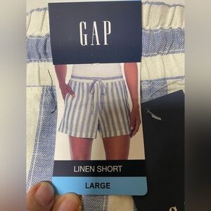 GAP LINEN BLEND STRIPED SHORTS W/ 4” INSEAM - SIZE L - NWT